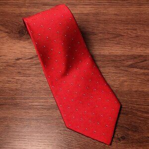 Vintage Christian Dior Tie 100% Silk Red Geometric Classic Designer Necktie Prep